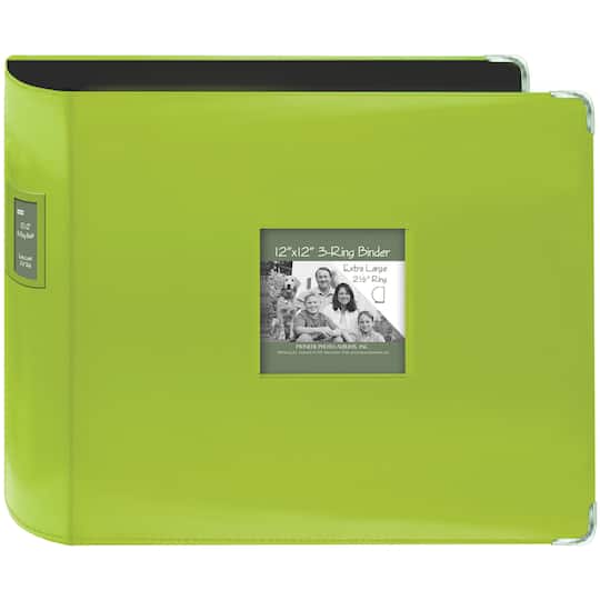 Bright Green - Sewn Leatherette 3-Ring Binder 12x12 - Pioneer